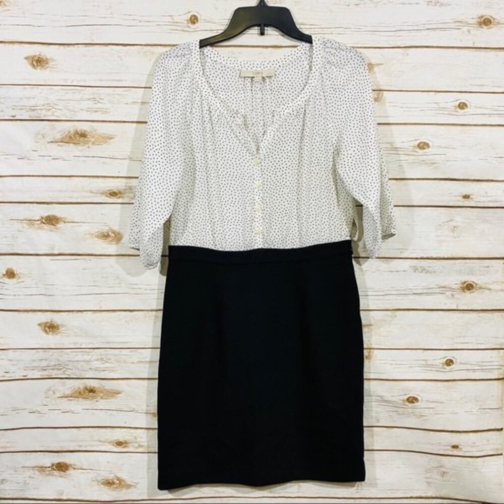 Loft women's V neck button front short sleeve dress 8P